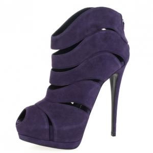 Pre Owned Giuseppe Zanotti Purple Suede Wave-Cutout Booties Size 39.5 