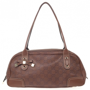 Pre Owned Gucci Leather Guccissima Princy Boston Bag