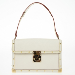 Pre Owned Louis Vuitton White Suhali Leather L'Aimable Bag