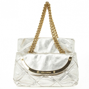 Pre Owned Dolce and Gabbana Silver Miss Camp Shoulder Bag