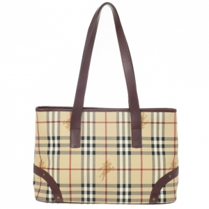 Pre Owned Burberry Haymarket Check Tote