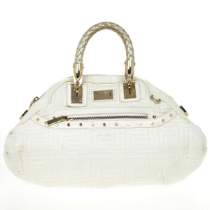Pre Owned Versace White Leather Domed Satchel
