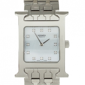 Pre Owned Hermes H Stainless Steel Womens Wristwatch 22 MM