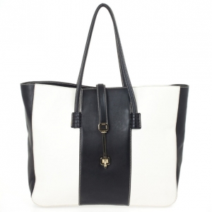 مملوكة مسبقًا Tod's Large Black and White Paneled Leather Tote