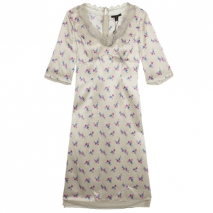 Pre Owned Louis Vuitton Satin Lace Dress S