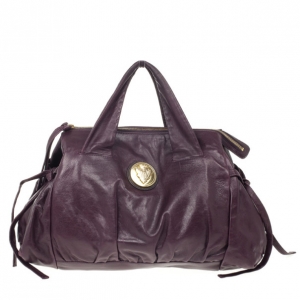 Pre Owned Gucci Purple Leather 'Hysteria' Large Tote