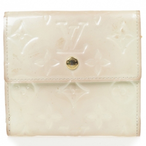 Pre Owned Louis Vuitton White Monogram Vernis Elise Wallet