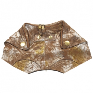 Pre Owned Alexander McQueen De Manta Faithful Gold Lamina Metallic Fold-over Clutch