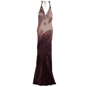 Pre Owned Roberto Cavalli Draped Neck Maxi Dress M