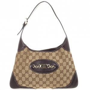 Pre Owned Gucci Beige/Ebony Monogram Small Chainlink Hobo