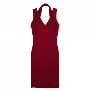 Pre Owned Alexander McQueen Halter Neck Crepe Jersey Dress M