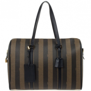 Pre Owned Fendi Brown and Tobacco Striped Spalmati Duffel Bag