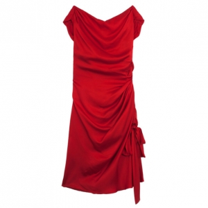 Pre Owned Moschino Draped Neck Silk Dress S