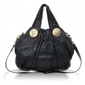 Pre Owned Gucci Black Guccissima Leather Hysteria Hobo