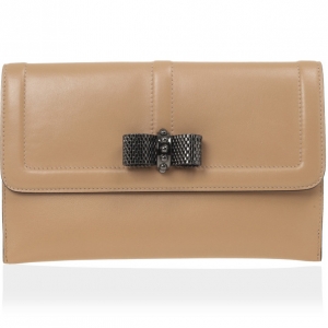 Pre Owned Christian Louboutin Nude Sweet Charity Pouchette Wallet Clutch