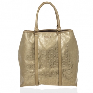 Pre Owned Gucci Gold Monogram GG Large Tote
