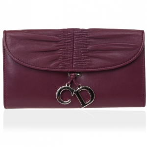 Pre Owned Christian Dior Burgundy Leather 'Karenina' Wallet