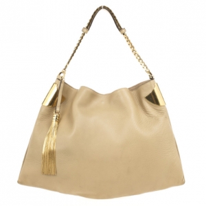 Pre Owned Gucci 1970 Beige Leather Hobo