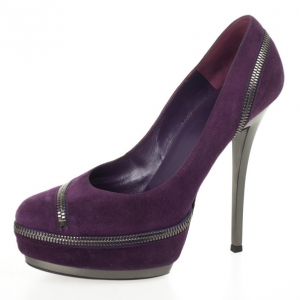 Pre Owned Gucci Purple Suede Zipper Detail Pixie Platform Pumps Size 37