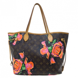 Pre Owned Louis Vuitton Brown Canvas Monogram Rose Neverfull Tote MM