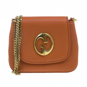Pre Owned Gucci Orange Leather 1973 Small Chain Crossbody Bag