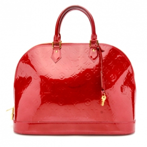Pre Owned Louis Vuitton Pomme D' Amour Monogram Vernis Alma GM Satchel