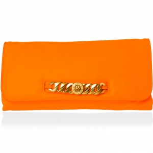 Pre Owned Marc by Marc Jacobs Katie Neon Orange Leather Clutch
