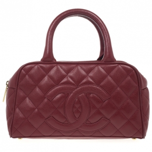Pre Owned Chanel Caviar Skin Mini Boston Handbag