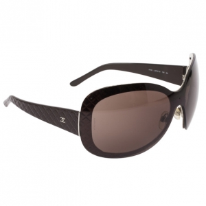 Pre Owned Chanel Brown Quilted 4165 Oval Sunglasses