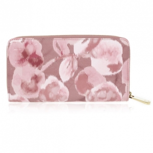 Pre Owned Louis Vuitton Rose Velours Monogram Vernis Ikat Zippy Wallet