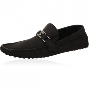 Pre Owned Louis Vuitton Black Suede Hockenheim Loafers Size 43.5