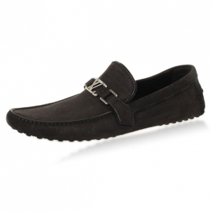 Pre Owned Louis Vuitton Black Suede Hockenheim Loafers Size 43.5