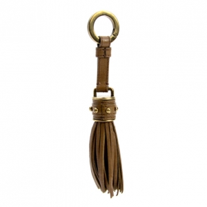 Pre Owned Burberry Beige Grandy Studded Tassel Keyring