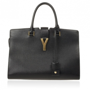 Pre Owned Saint Laurent Black Leather Classic Cabas Y Bag
