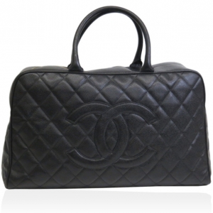 Pre Owned Chanel Black Caviar Boston Bag