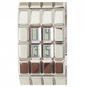 Pre Owned Chanel Chocolat SS Digital Silver Womens Wristwatch 24 MM