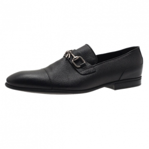 Pre Owned Gucci Black Leather Horsebit Loafers Size 44.5