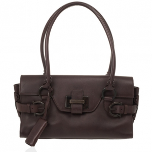 Pre Owned Salvatore Ferragamo Brown Logo Satchel