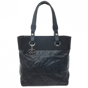 Pre Owned Chanel Black Paris Biarritz Medium Shopping Tote Bag