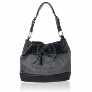 Pre Owned Burberry Denim Drawstring Hobo