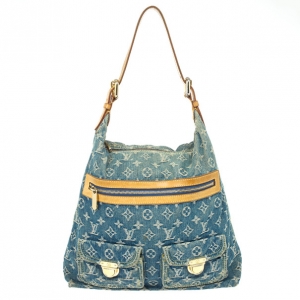 Pre Owned Louis Vuitton Blue Denim Monogram Baggy GM Bag
