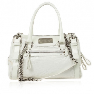 Pre Owned Dolce and Gabbana White Patent Miss Easy Way Satchel