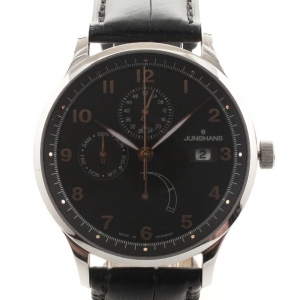 Pre Owned Junghans Arthur Attaché Power Reserve SS Leather Mens Wristwatch 40 MM