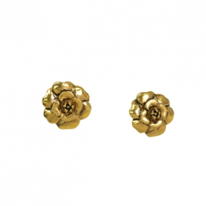 Pre Owned Chanel Camelia Gold Tone Earrings