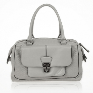 Pre Owned Tod’s Grey Embossed Leather Signature Duffle Bag