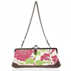 Pre Owned Burberry Floral Canvas Framed Evening Bag