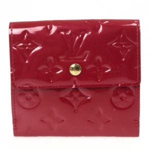 Pre Owned Louis Vuitton Red Monogram Vernis Elise Wallet
