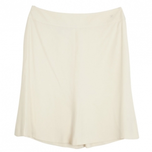 Pre Owned Chanel Cream Midi Silk Skirt L