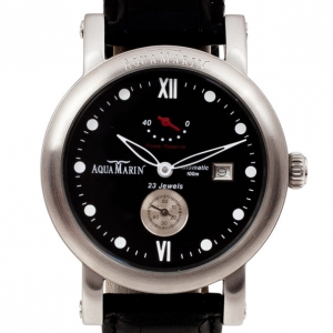 Pre Owned AquaMarin XL Power Reserve SS Leather Mens Wristwatch 46 MM		