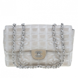 Pre Owned Chanel Beige Canvas CC Logo Travel Line Flap Shoulder Bag